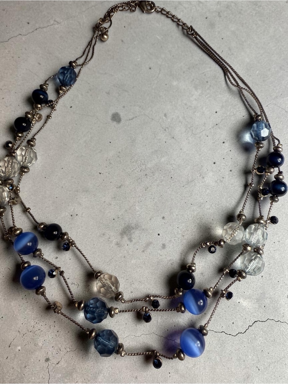 Multi-Strand Blue Bead Necklace – Elegant Women's Jewelry